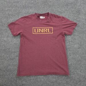 UNRL Shirt Mens Medium Maroon Heather Crewneck Box Logo Graphic Tee Casual